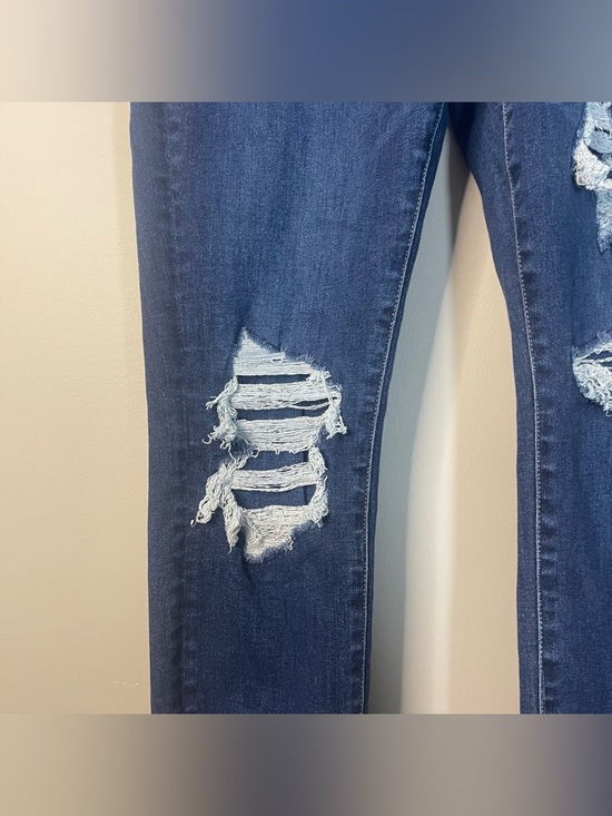 American Eagle Outfitters Dark Blue Distressed Skinny Jeans - Picture 2 of 7